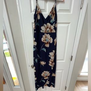 Navy floral maxi spaghetti strap dress